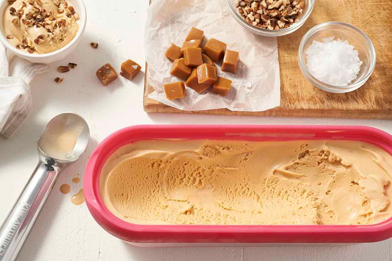 Salted Caramel Ice Cream: Paris Inspired with Gooey Praline Bits